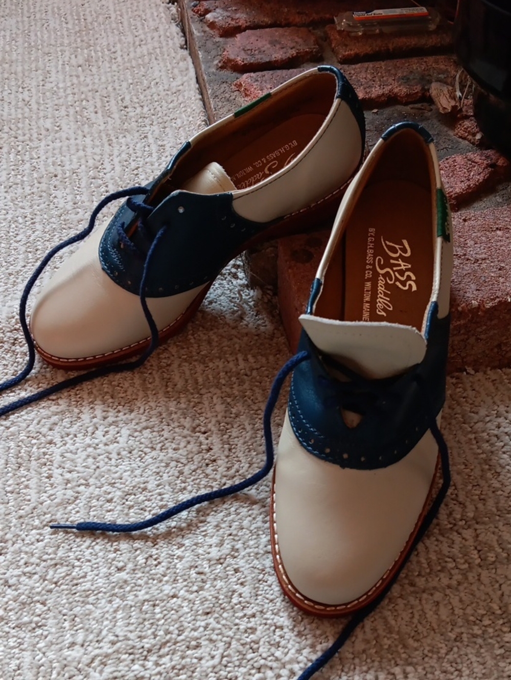 Bass Two-Tone Navy and Cream Womens Or Kids Saddle Oxfords
